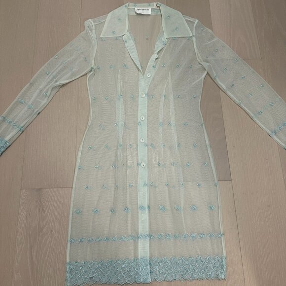 Vintage Mesh Floral Embroidery Dress Overlay - Picture 1 of 8